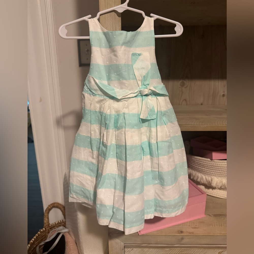 Janie and Jack Aqua and White Striped Dress